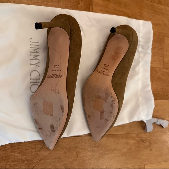 Jimmy Choo Khaki/Olive Suede Women's Pumps - Picture 4 of 5